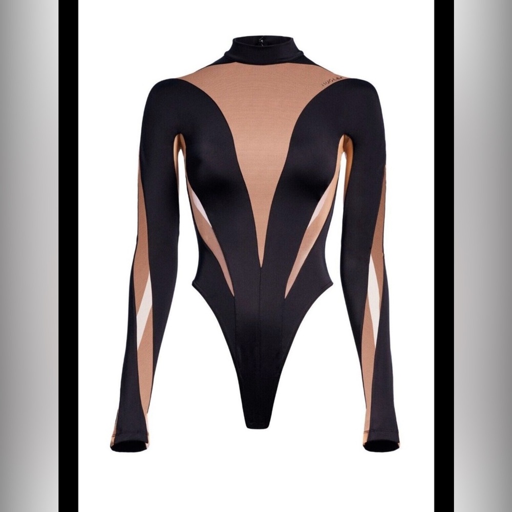 Mugler H&M Black and Tan Bodysuit size XS